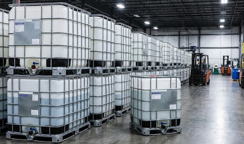 IBC totes in reconditioning facility