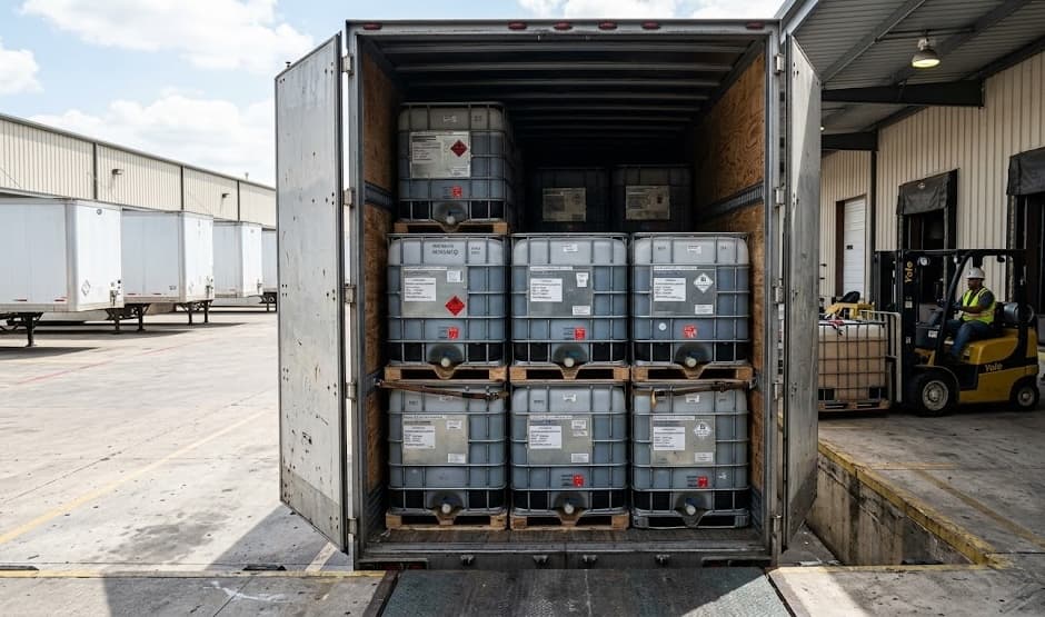 IBC totes loaded on truck for delivery